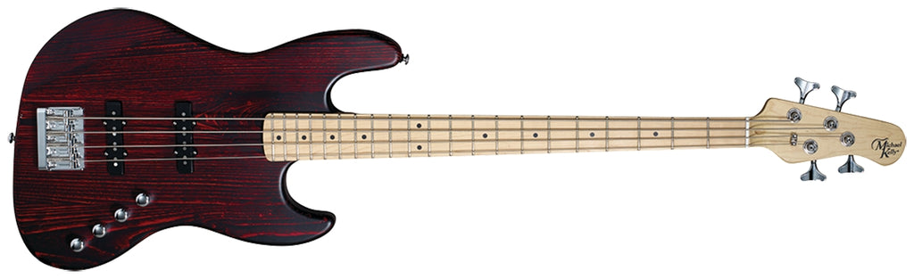 Element 4 Electric Bass – Trans-Red Finish With Open Pore Maple Fretboard, Michael Kelly four-string electric bass | Backline Music Gear
