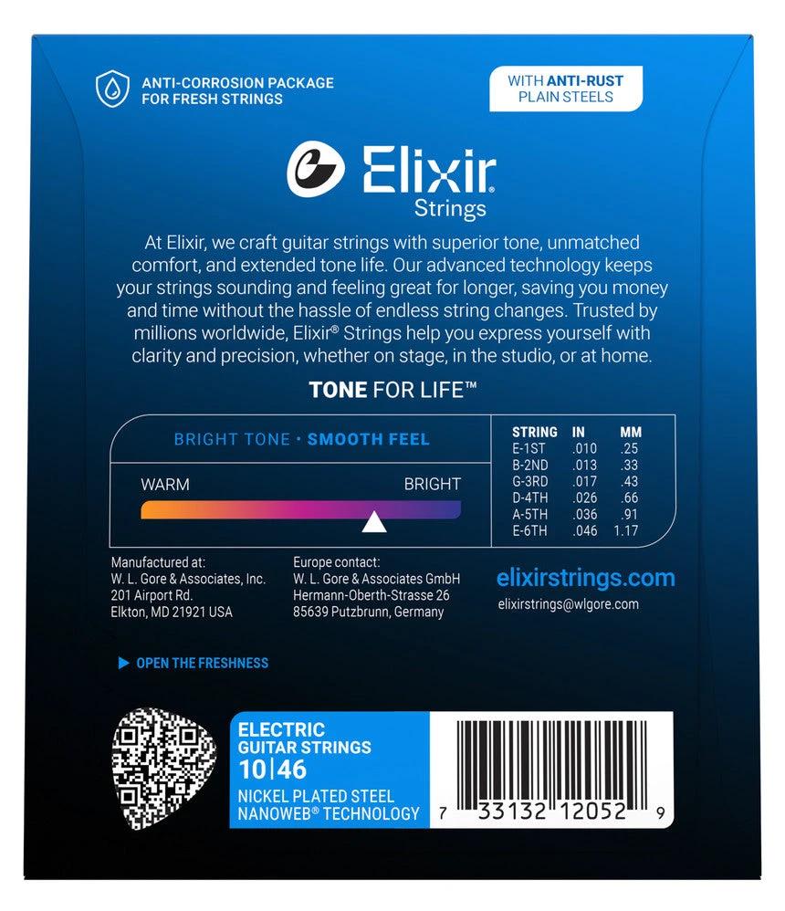 Elixir 12052 Nanoweb Electric Guitar Strings - .010-.046 Light