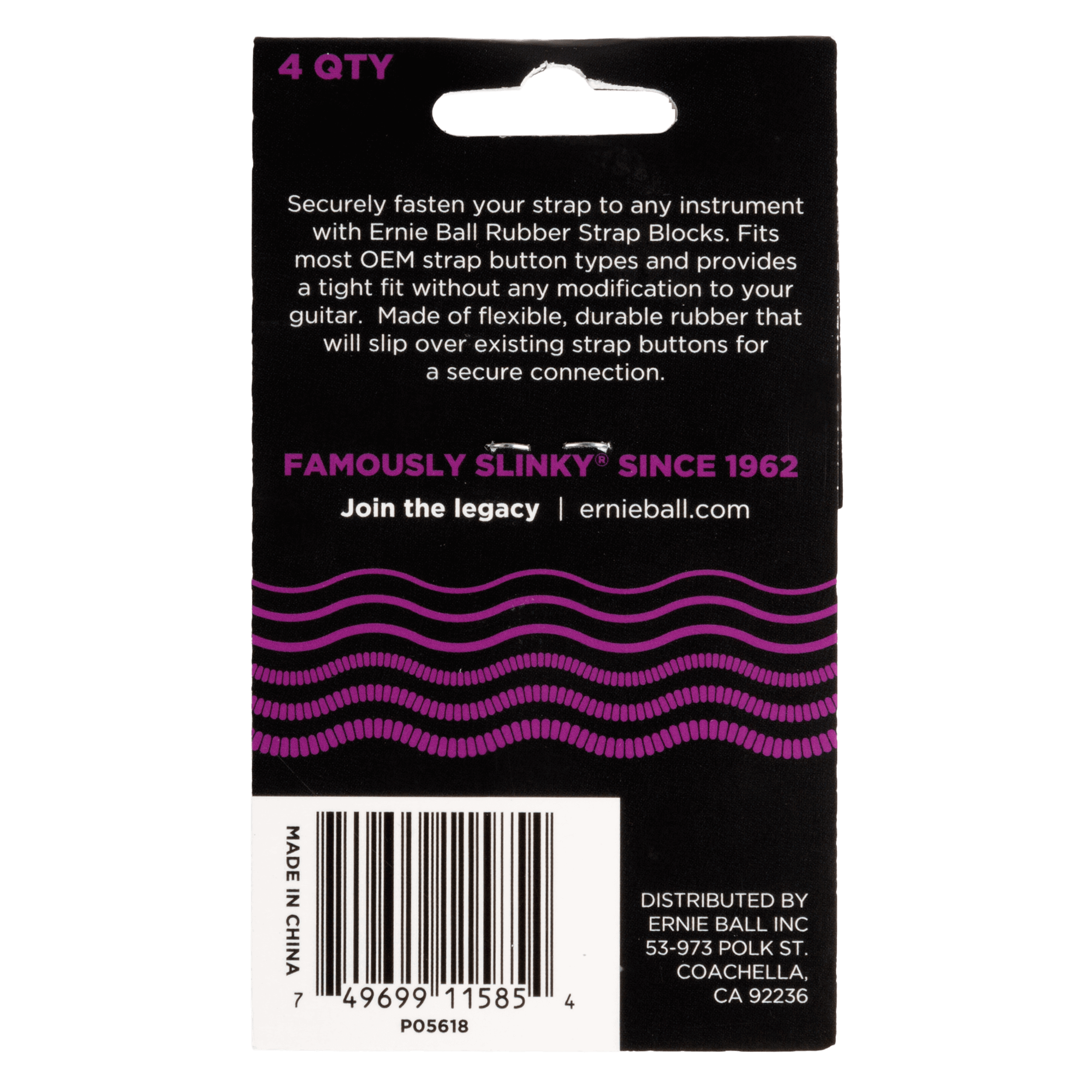 Ernie Ball Strap Blocks - Purple - 4 Pack
