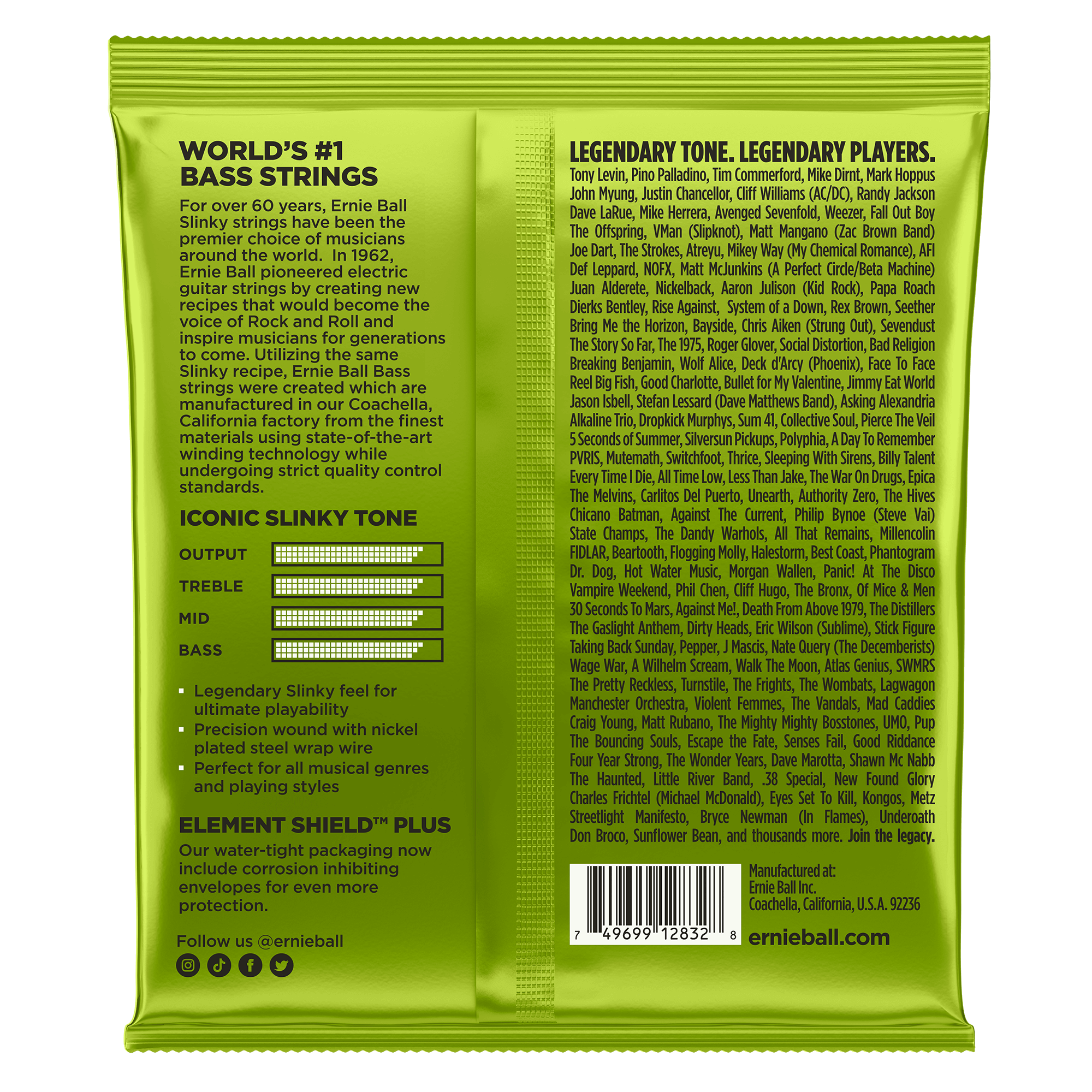 Ernie Ball 50-105 Regular Slinky Nickel Wound Bass Strings (P02832)