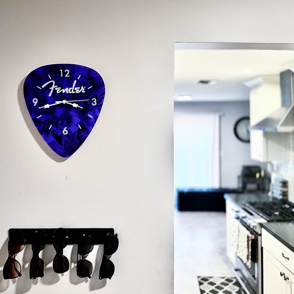 Fender Guitar Pick Wall Clock x Blue