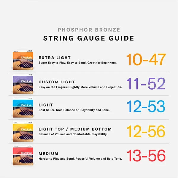 D'Addario EJ16 Phosphor Bronze Acoustic Guitar Strings, 12-53 Light