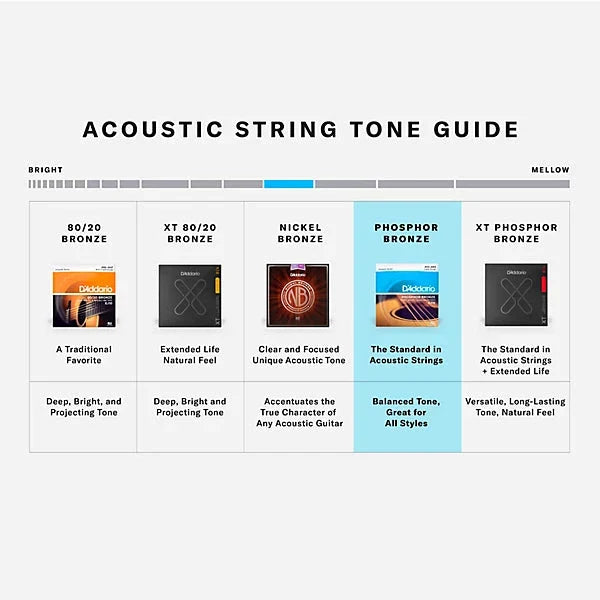 D'Addario EJ16 Phosphor Bronze Acoustic Guitar Strings, 12-53 Light