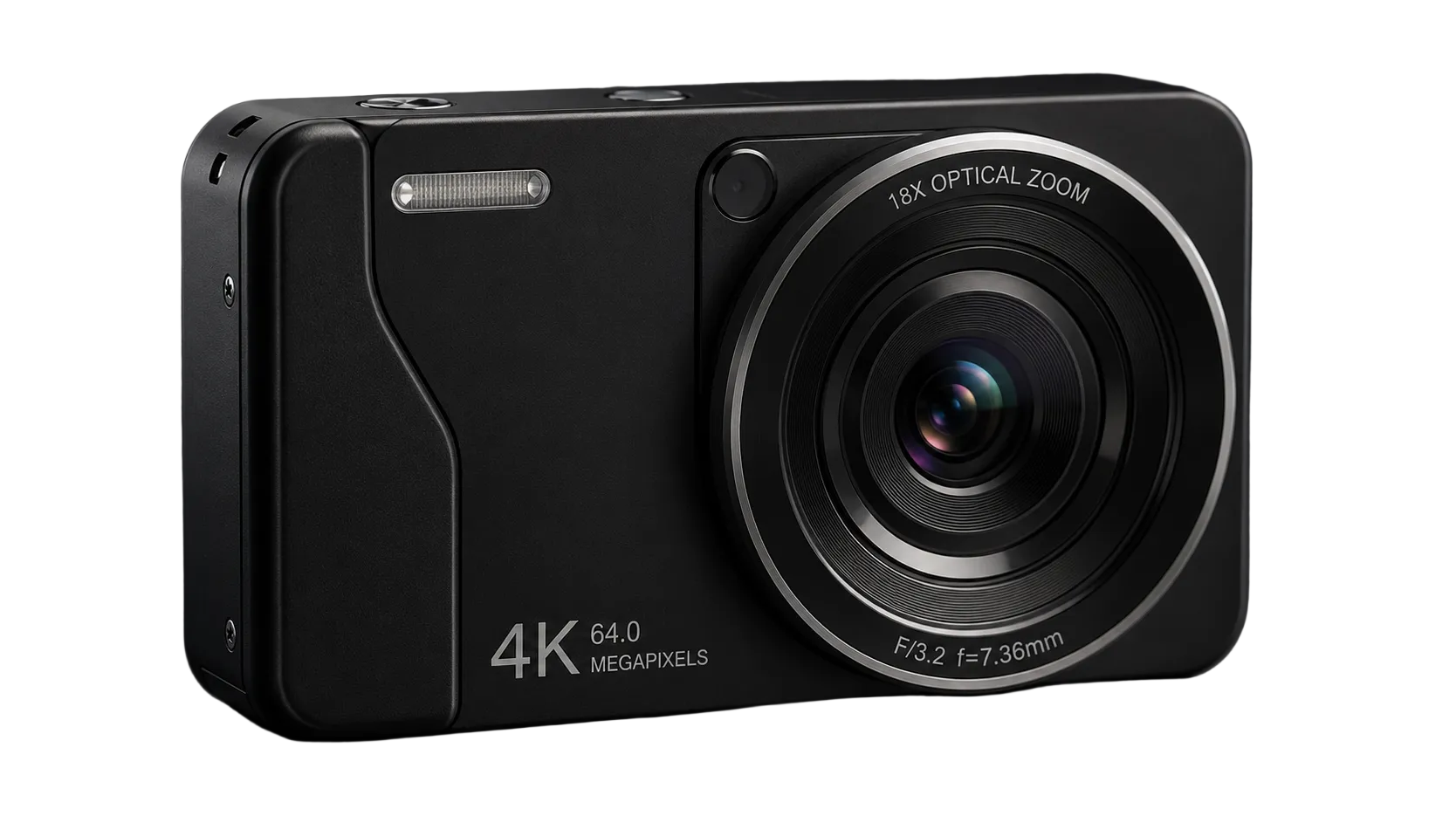 Digital Camera, 4K 64MP, 18X Zoom, Point and Shoot Digital Camera with 64GB TF Card & 2 Batteries, Portable Rechargeable Small Camera for Kids Teens Adult, Black