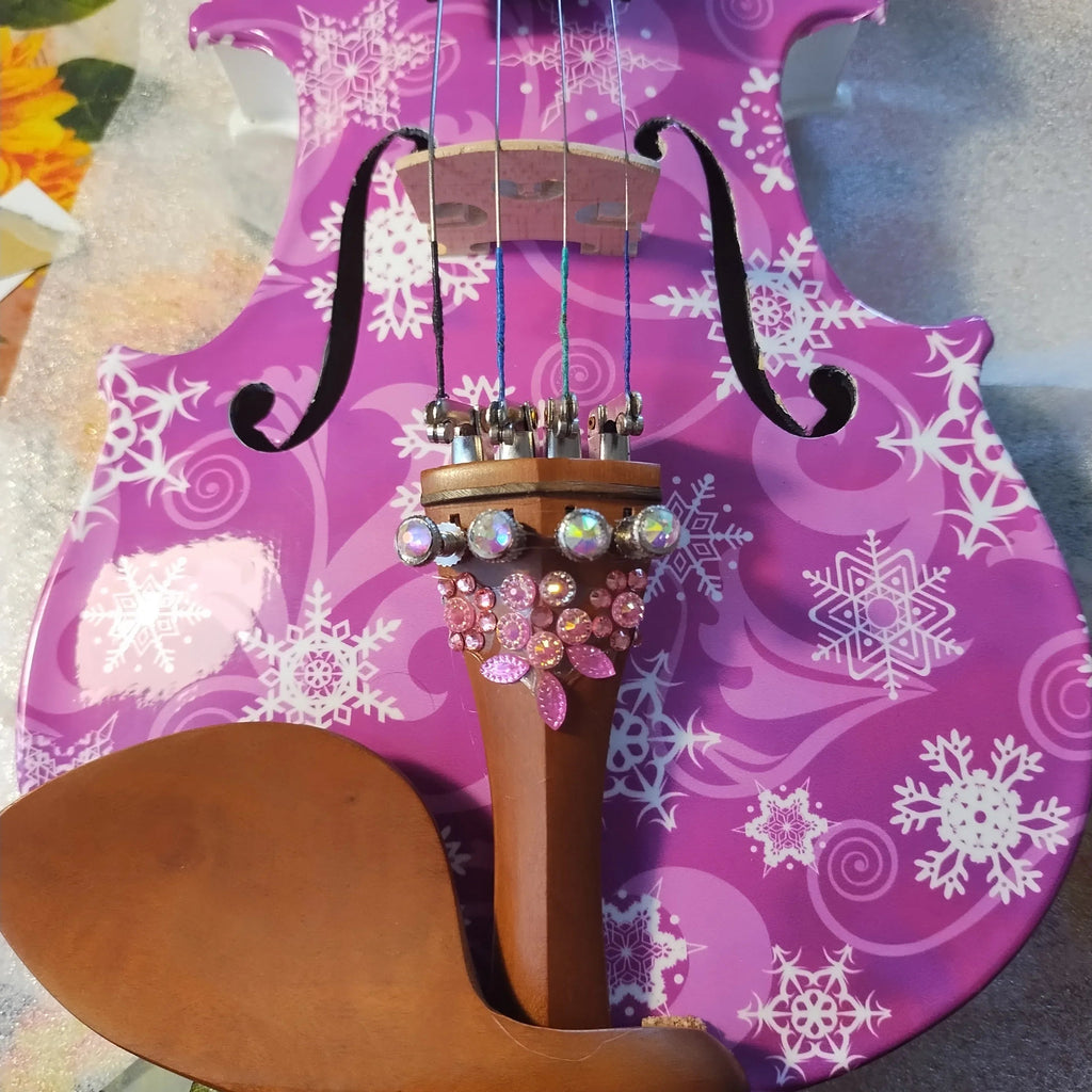 Snowflake Fuchsia Sparkle Violin Outfit | Carbon Fiber Bow & Case