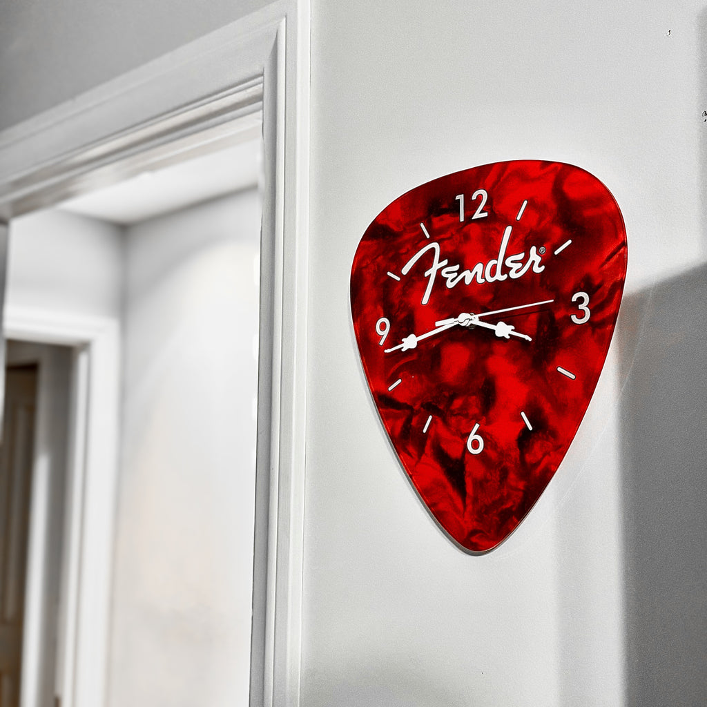 Fender Guitar Pick Wall Clock x Red