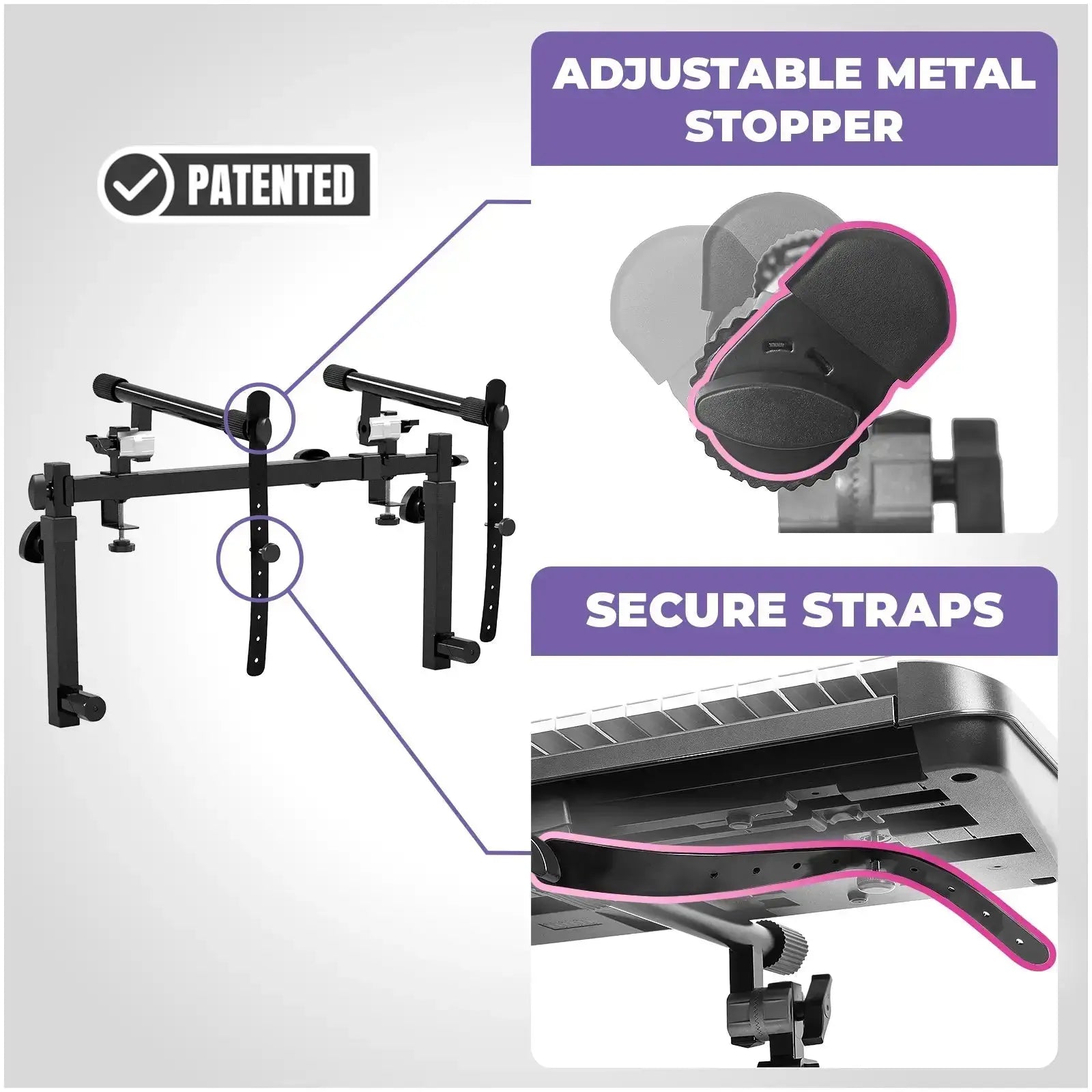 Dual Piano Keyboard Stand w/ Wheels and 2nd Tier - Rolling Z Style Adjustable