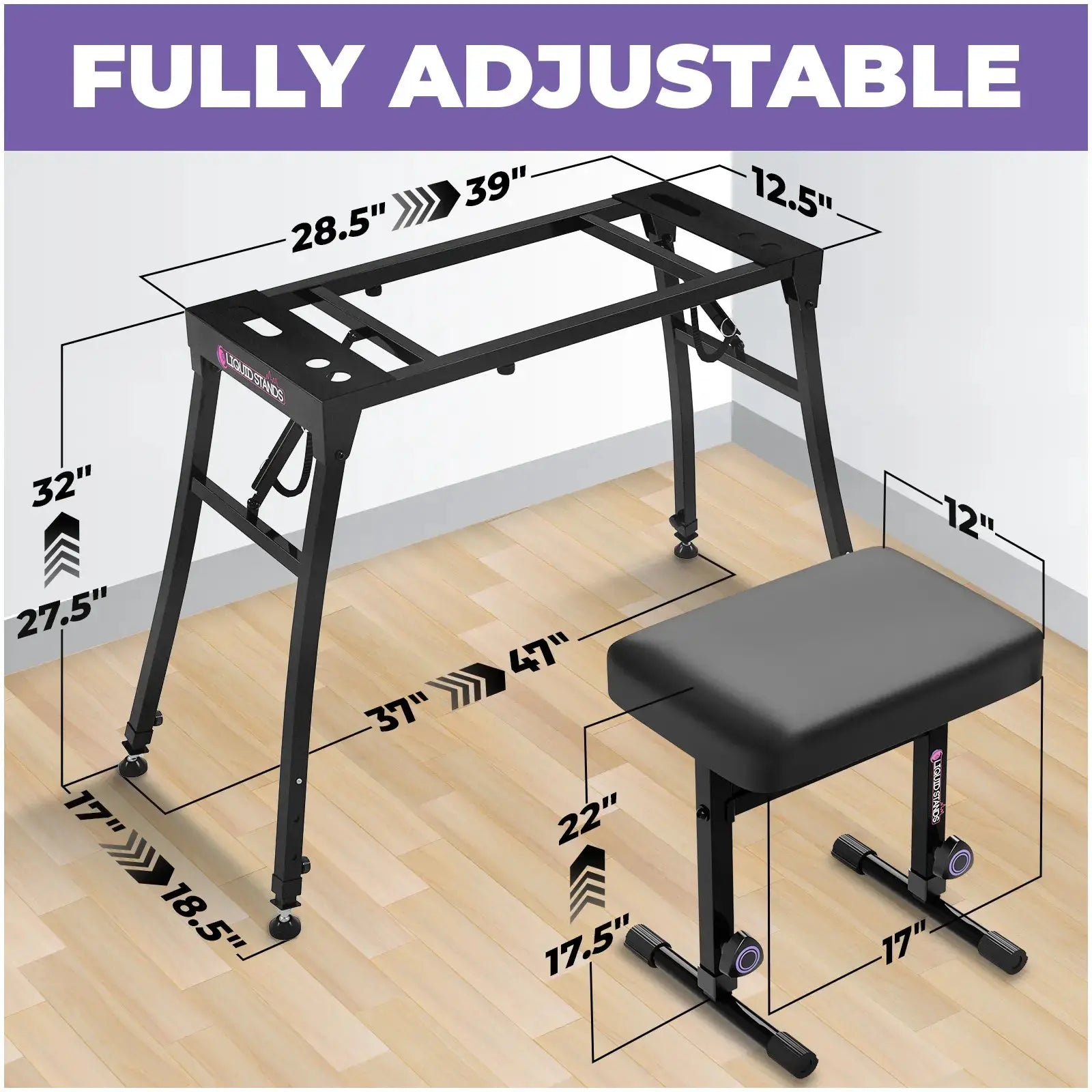 Collapsible Keyboard Stand and Piano Bench Stool