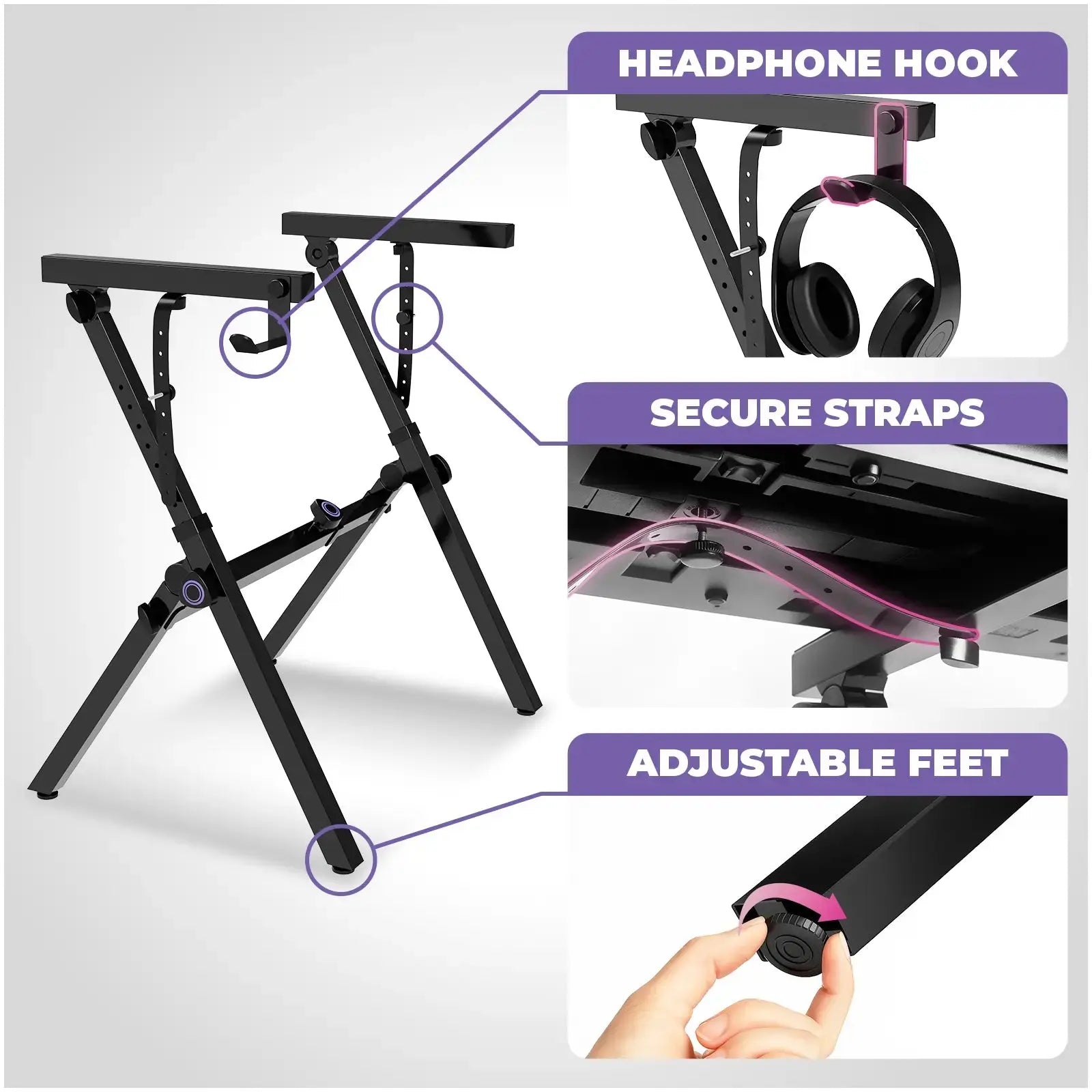 Foldable Piano Keyboard Stand and Bench Set