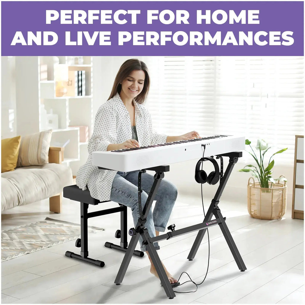 Foldable Piano Keyboard Stand and Bench Set