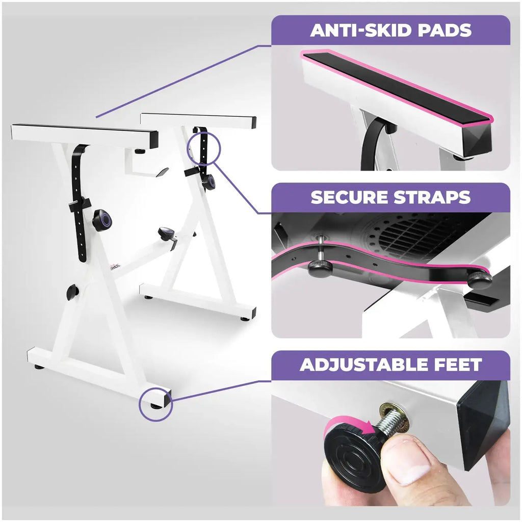 Adjustable White Z Style Keyboard Stand and White Keyboard bench
