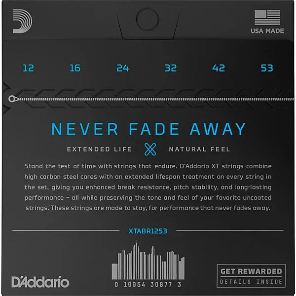 D'Addario 12-53 light, XT 80/20 Bronze Coated Acoustic Guitar Strings