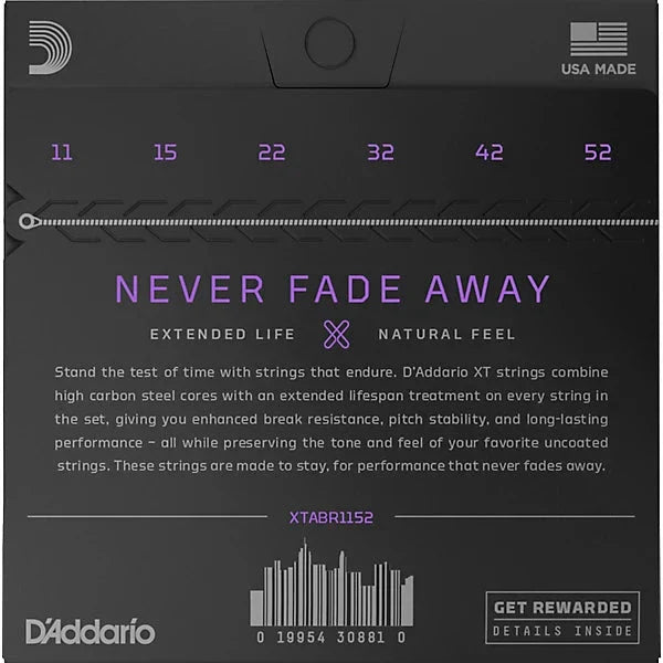 D'addario 11-52 Custom Light, XT 80/20 Bronze Coated Acoustic Guitar Strings