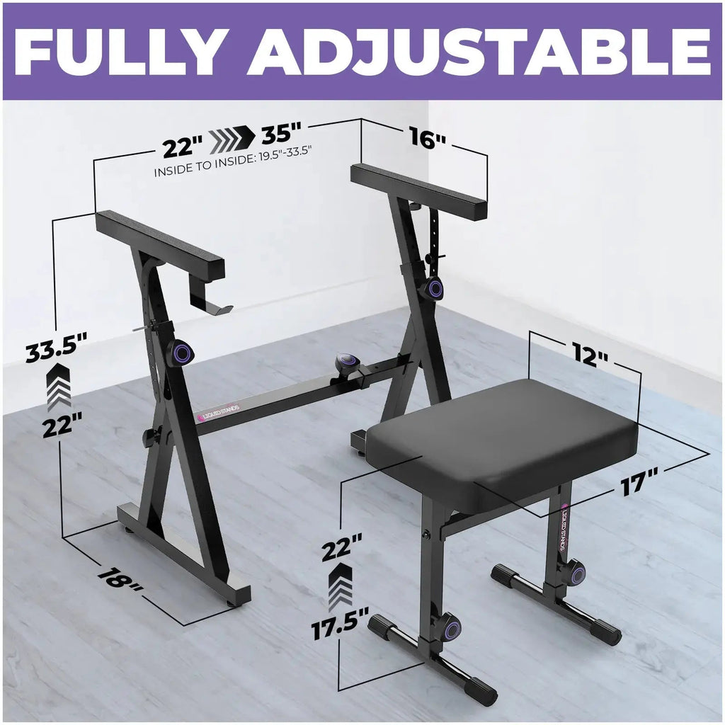 Refurbished Adjustable Z Style Keyboard Stand w/ Bench