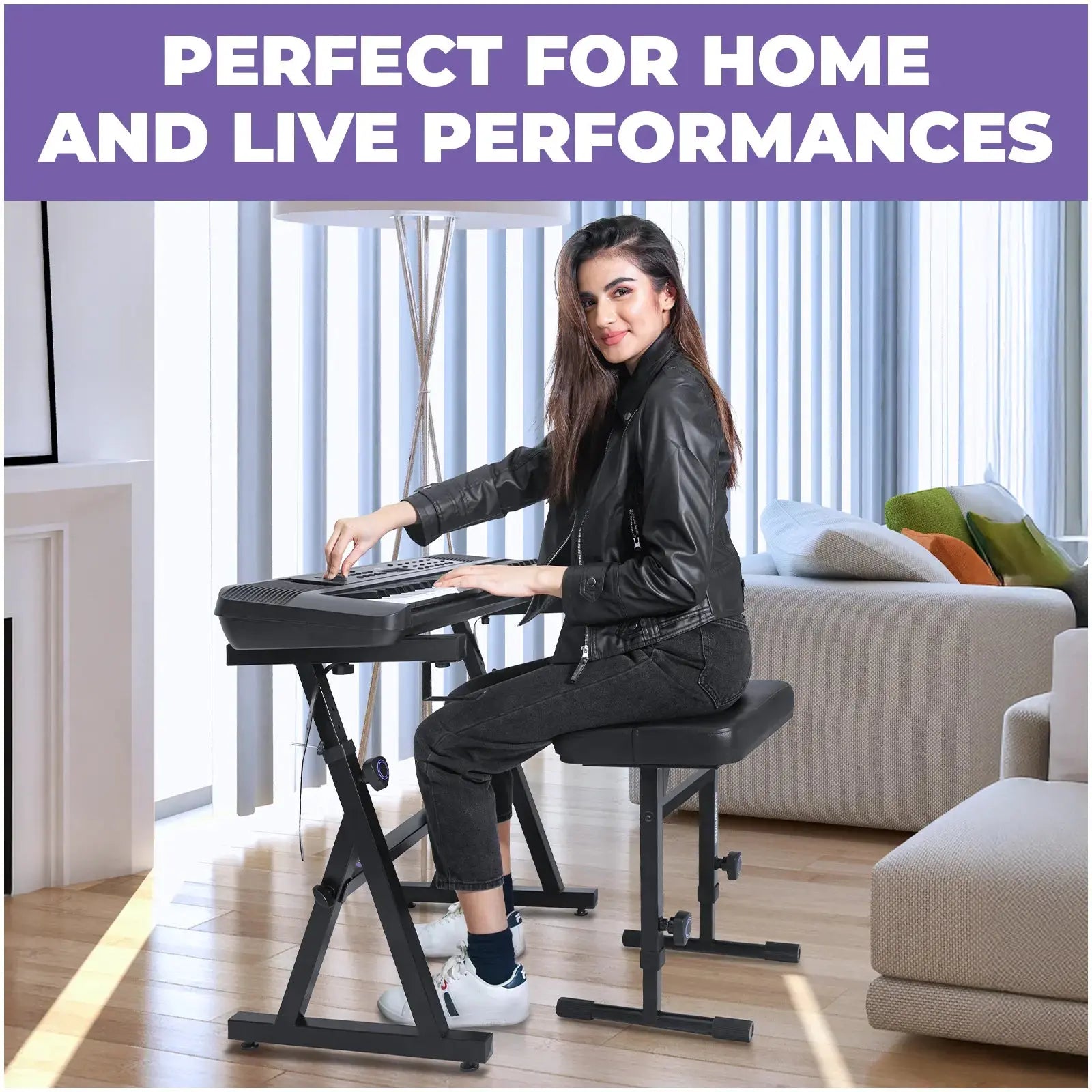Refurbished Adjustable Z Style Keyboard Stand w/ Bench