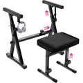 Black Adjustable Z Style Keyboard Stand w/ Mesh Cushion Bench