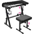 Adjustable Z Shape Black Keyboard Stand with Cover and Bench