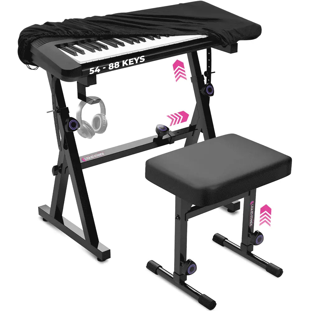 Adjustable Z Shape Black Keyboard Stand with Cover and Bench