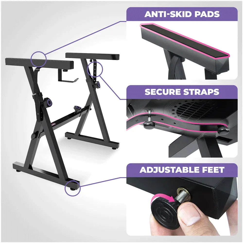 Adjustable Z Shape Black Keyboard Stand with Cover and Bench