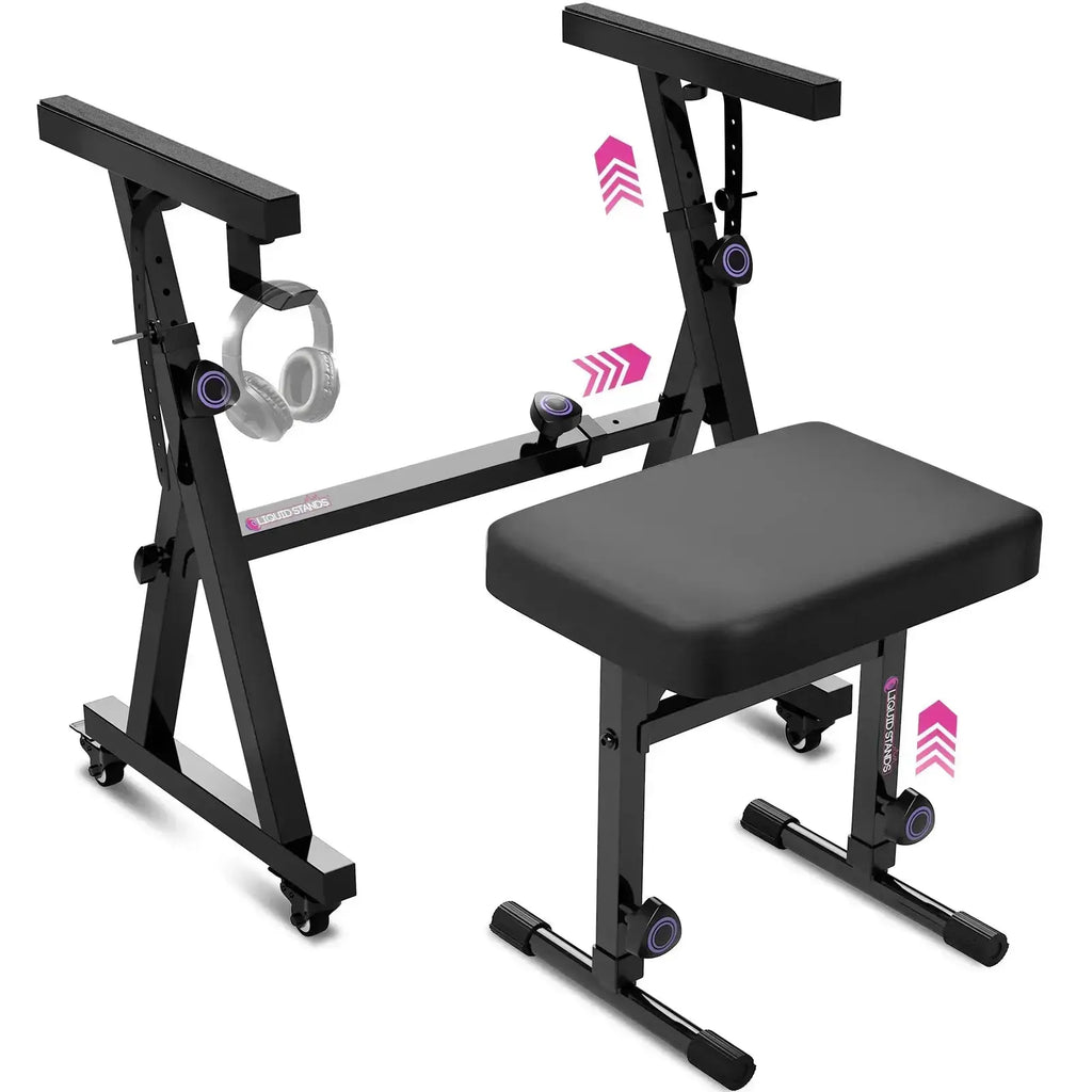 Adjustable Z Shape Keyboard Stand with Wheels and Bench