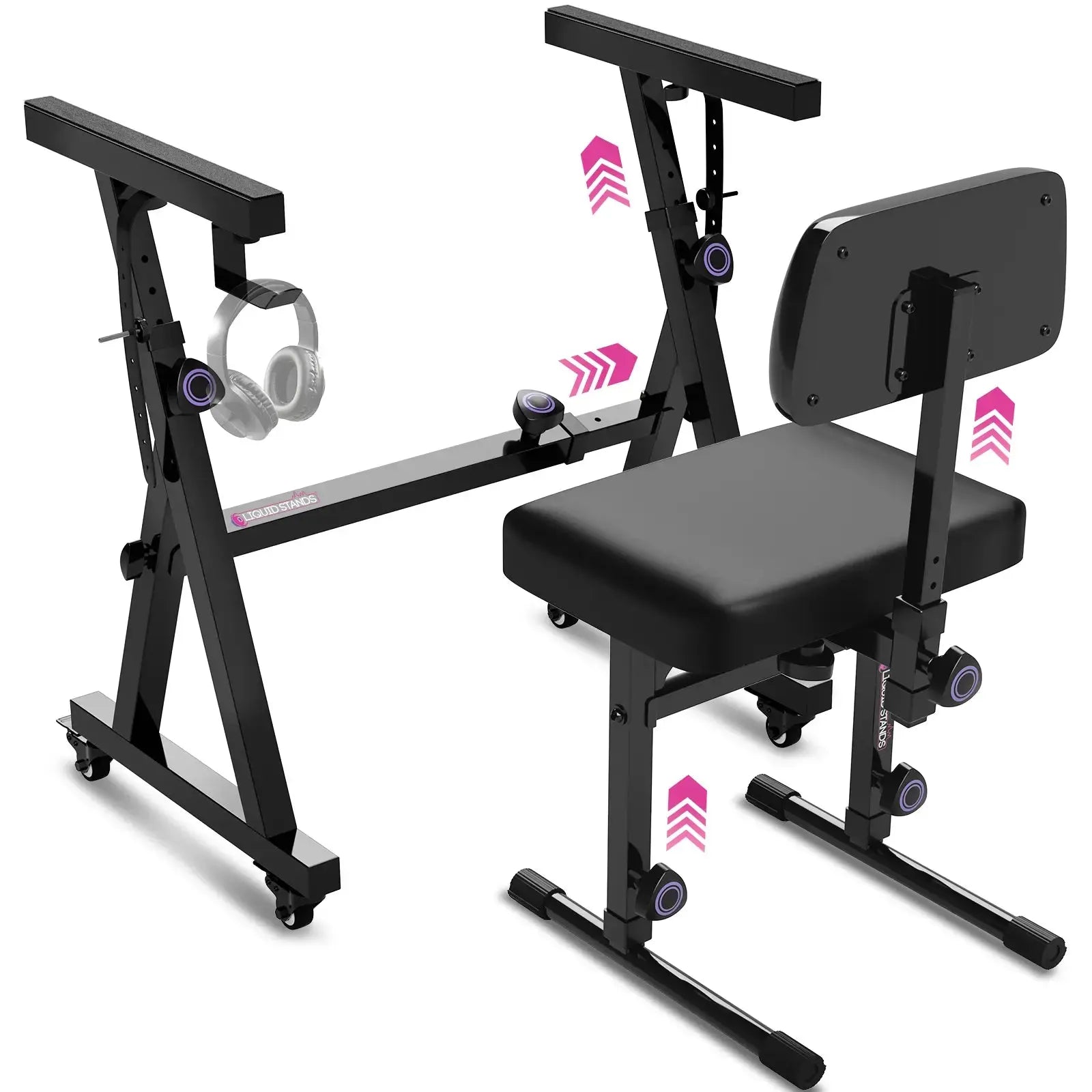 Keyboard Stand w/ Wheels and Adjustable Bench Set
