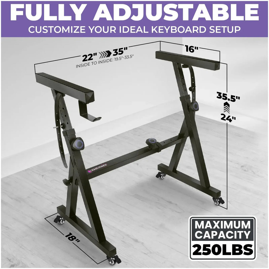Keyboard Stand w/ Wheels and Adjustable Bench Set