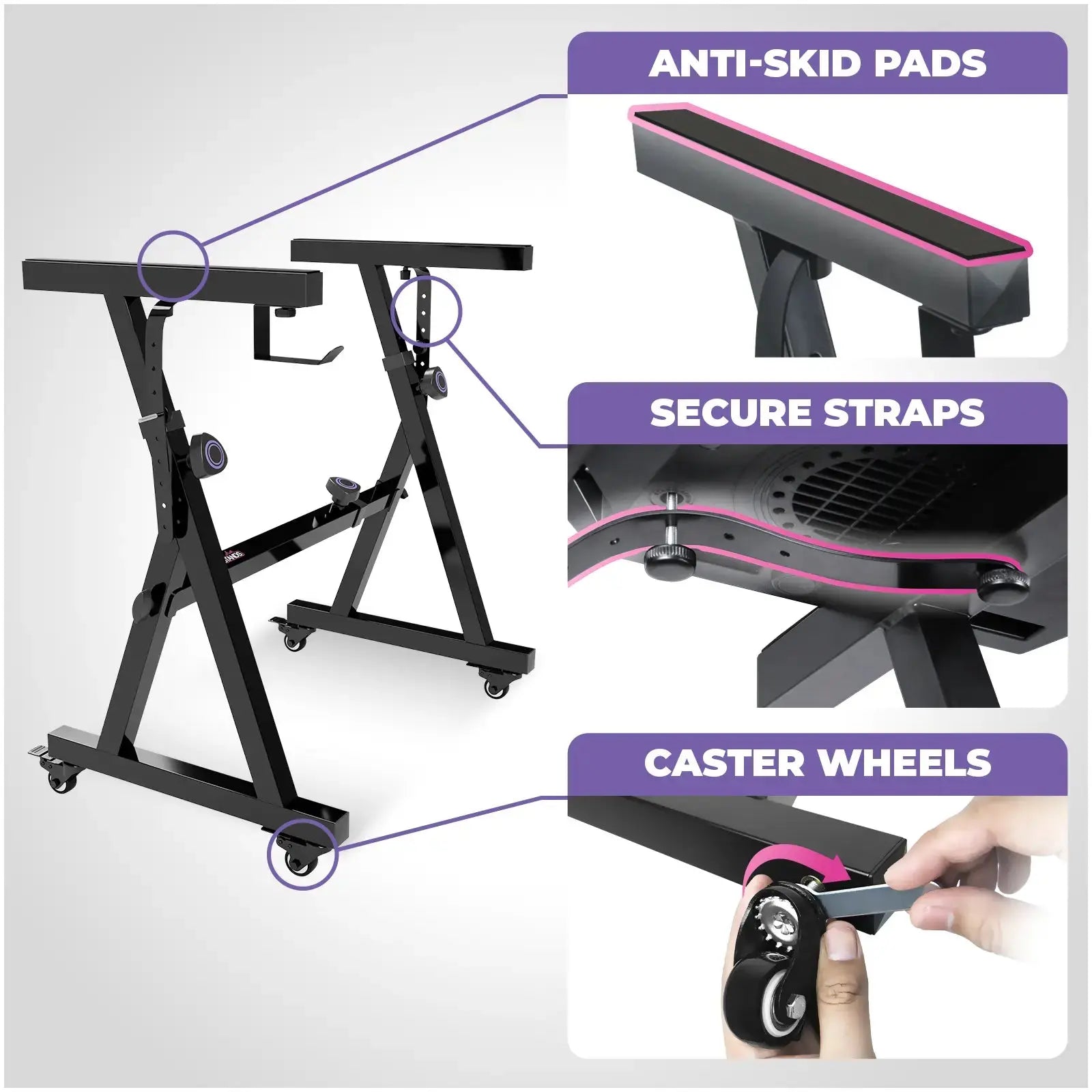 Keyboard Stand w/ Wheels and Adjustable Bench Set