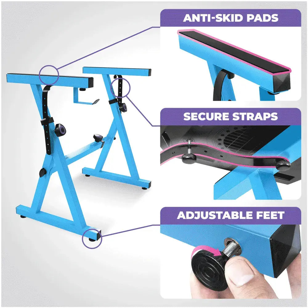 Light Blue Adjustable Z Style Keyboard Stand w/ Mesh Cushion Bench