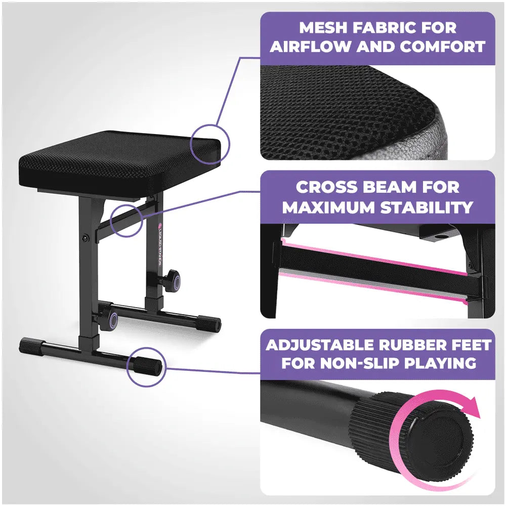 Adjustable Z Style Purple Keyboard Stand w/ Mesh Cushion Bench
