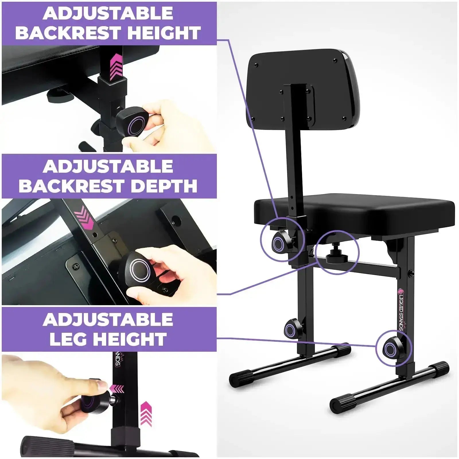 Adjustable Keyboard Bench Seat with Backrest