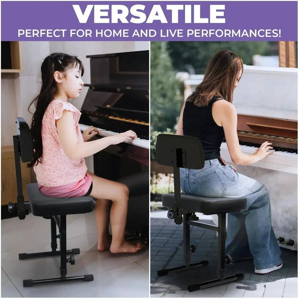 Adjustable Keyboard Bench Seat with Backrest