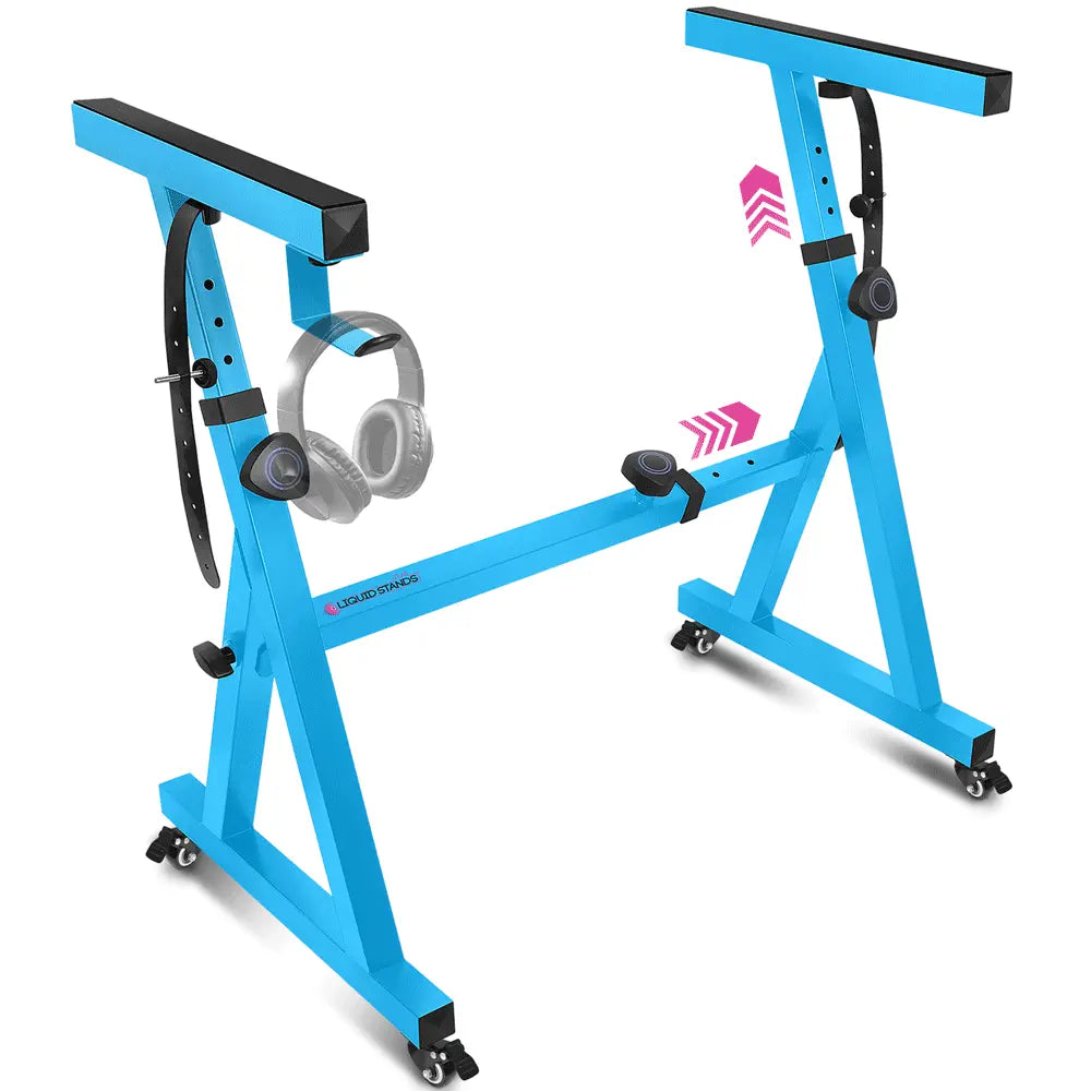 Adjustable Z Style Light Blue Keyboard Stand with Wheels