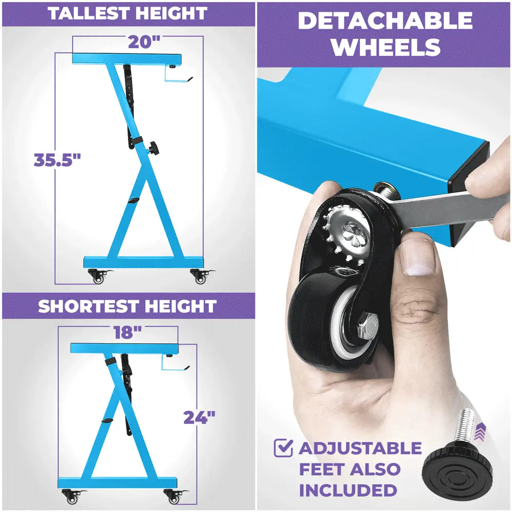 Adjustable Z Style Light Blue Keyboard Stand with Wheels