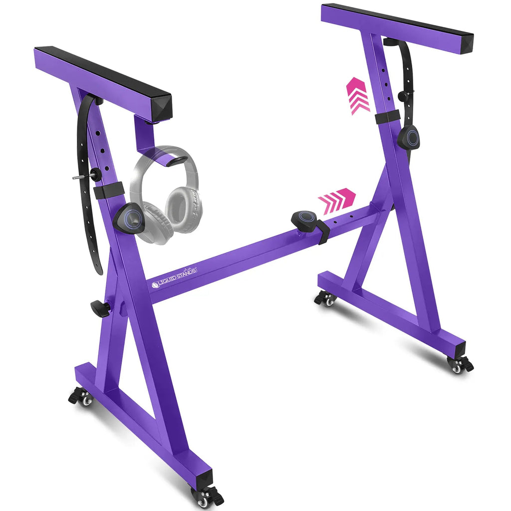 Adjustable Z Style Purple Keyboard Stand with Wheels