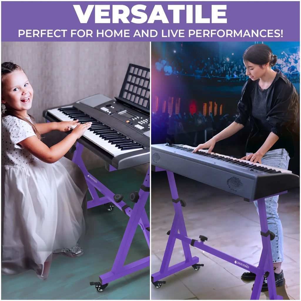 Adjustable Z Style Purple Keyboard Stand with Wheels