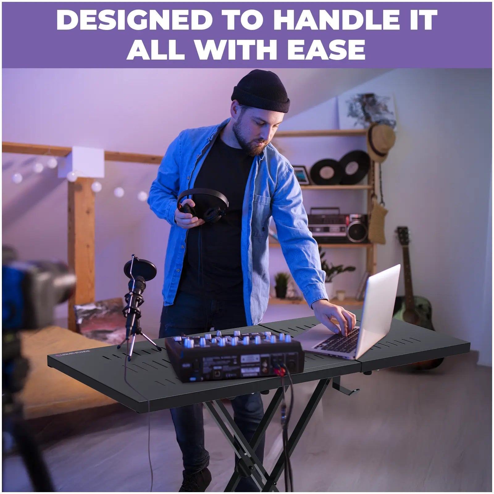 Expandable DJ Table Portable Audio Mixer Stand