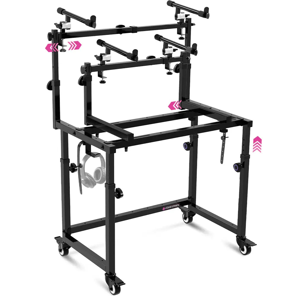 3-Tier Portable Keyboard Workstation with Wheels
