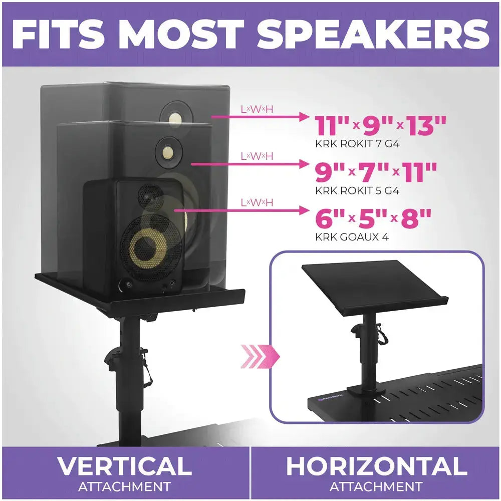 Refurbished 2-Piece Clamp-on Adjustable Speaker Monitor Stands with Tilt