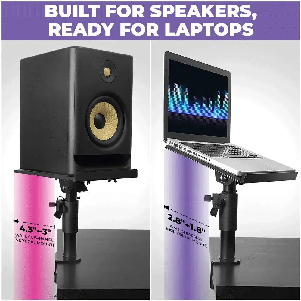 Refurbished 2-Piece Clamp-on Adjustable Speaker Monitor Stands with Tilt