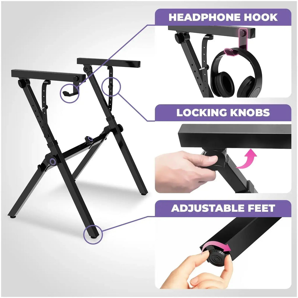 Foldable Z Style Black Piano Stand