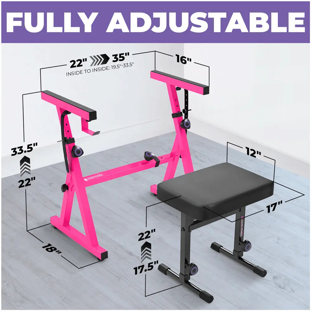 Pink Piano Keyboard Stand and Bench Set