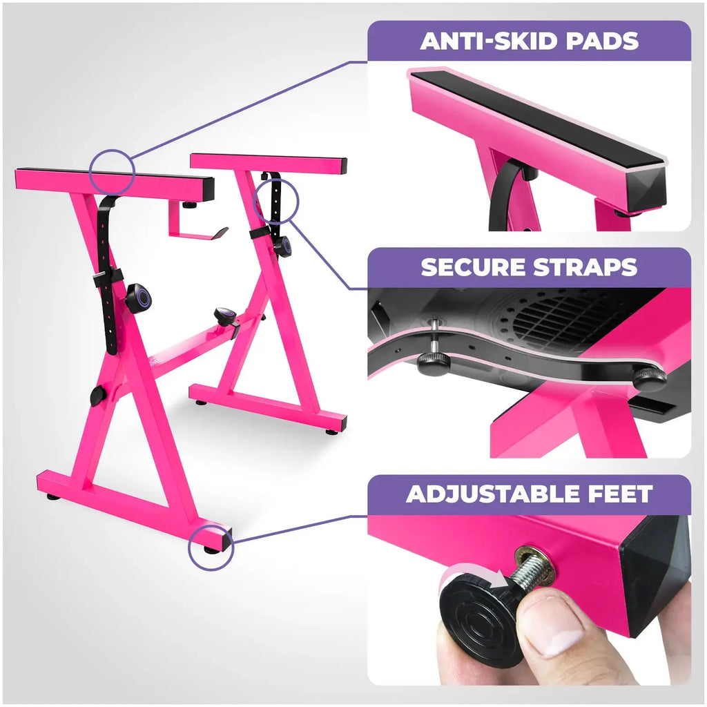 Pink Adjustable Z Style Keyboard Stand w/ Mesh Cushion Bench