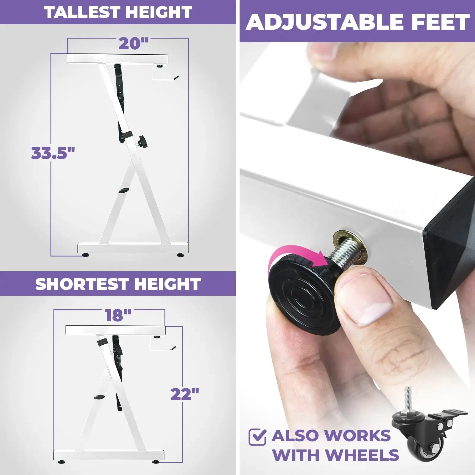Adjustable Z Style White Keyboard Stand