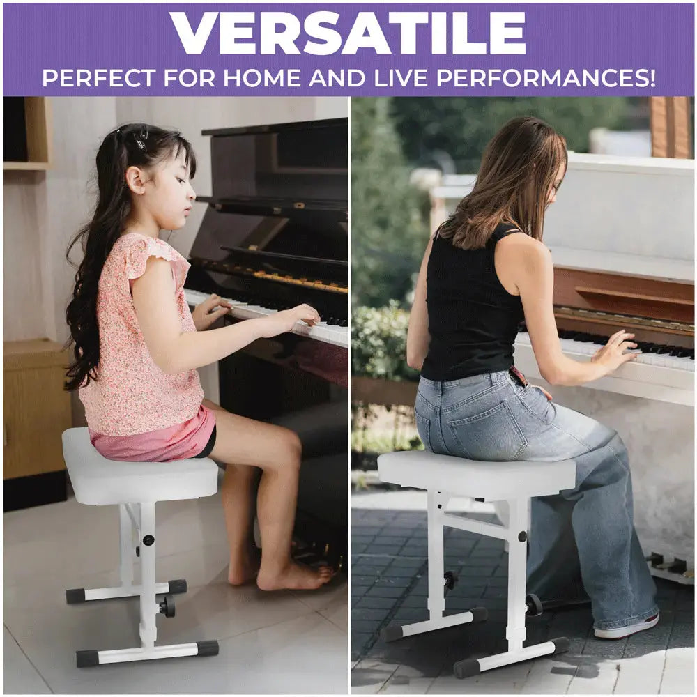 Adjustable White Keyboard Bench Seat