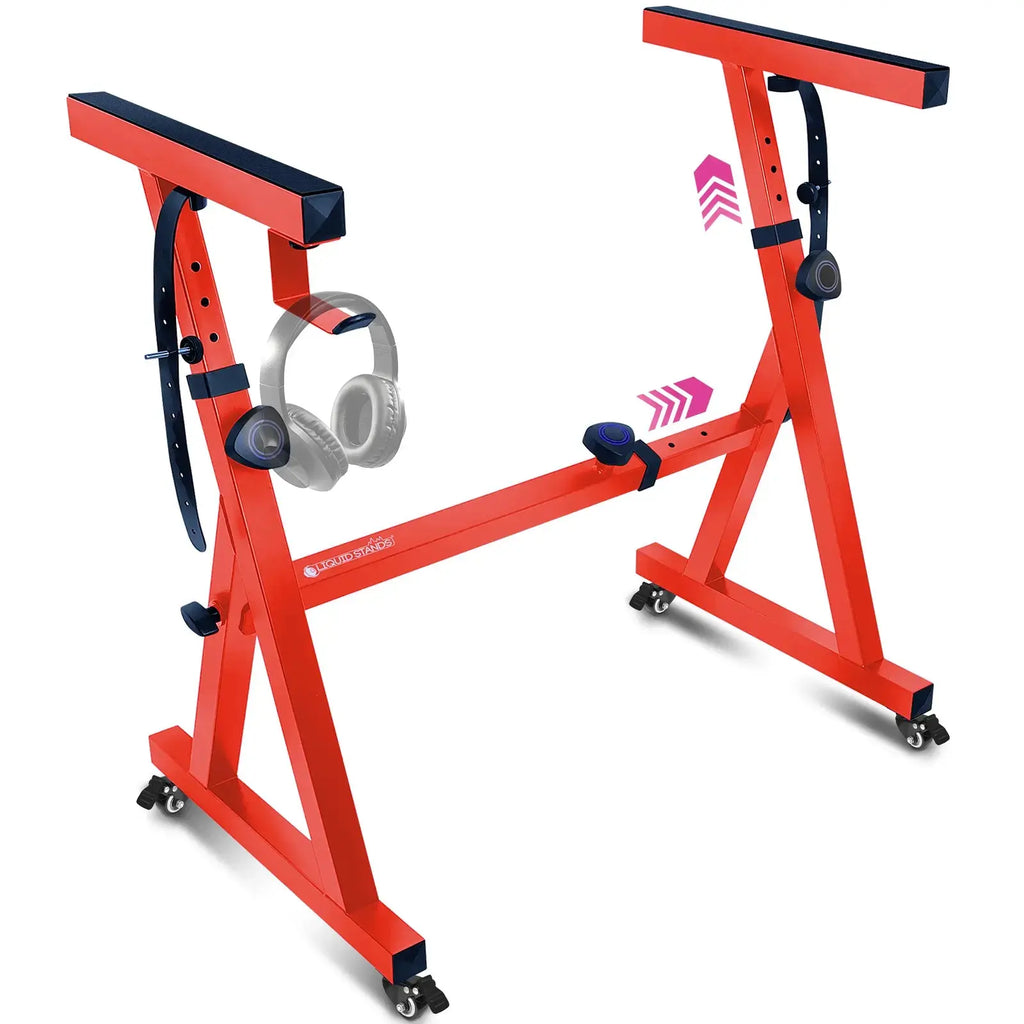 Adjustable Z Shape Red Keyboard Stand with Wheels