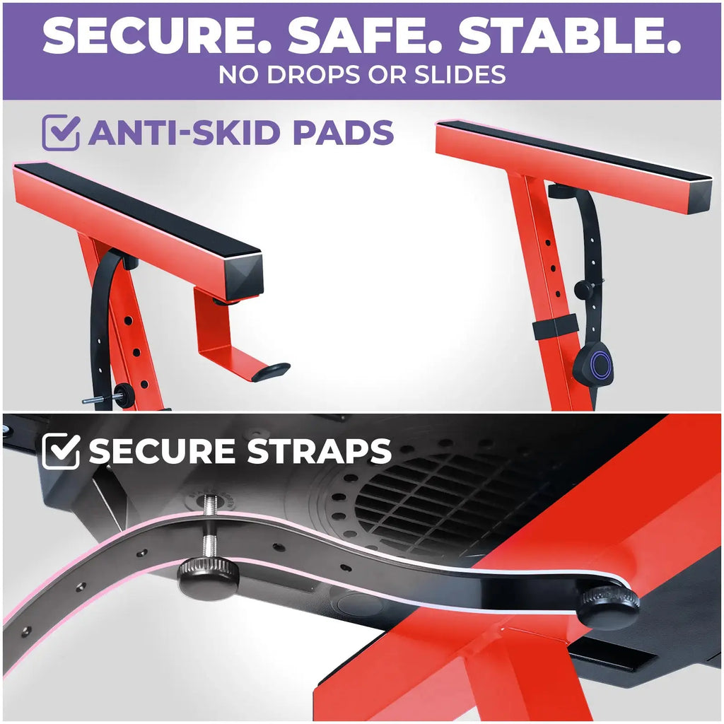 Adjustable Z Shape Red Keyboard Stand with Wheels