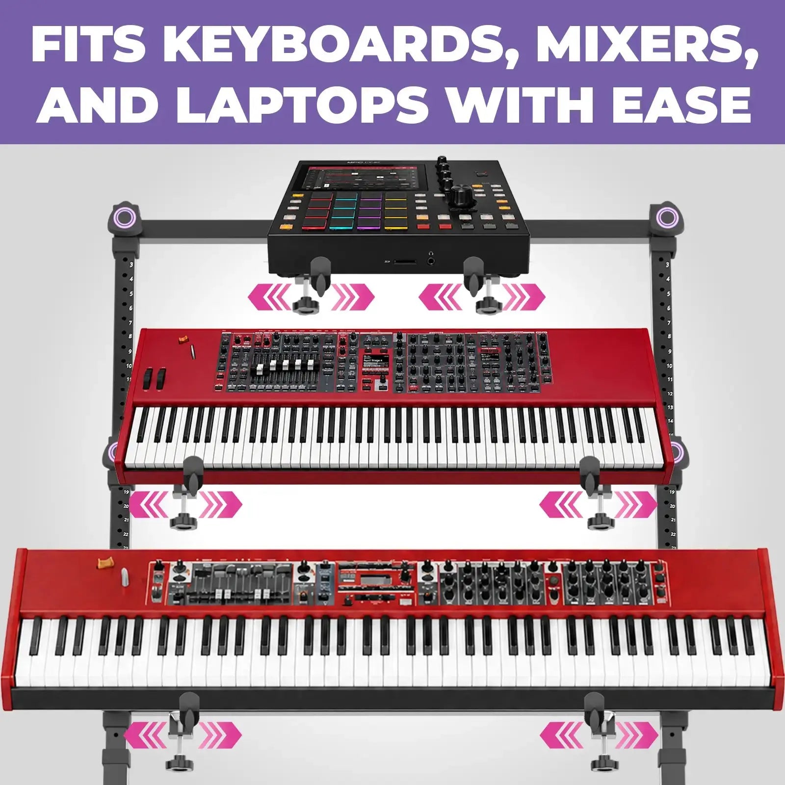 3-Tier Keyboard and Synth Stand Arms