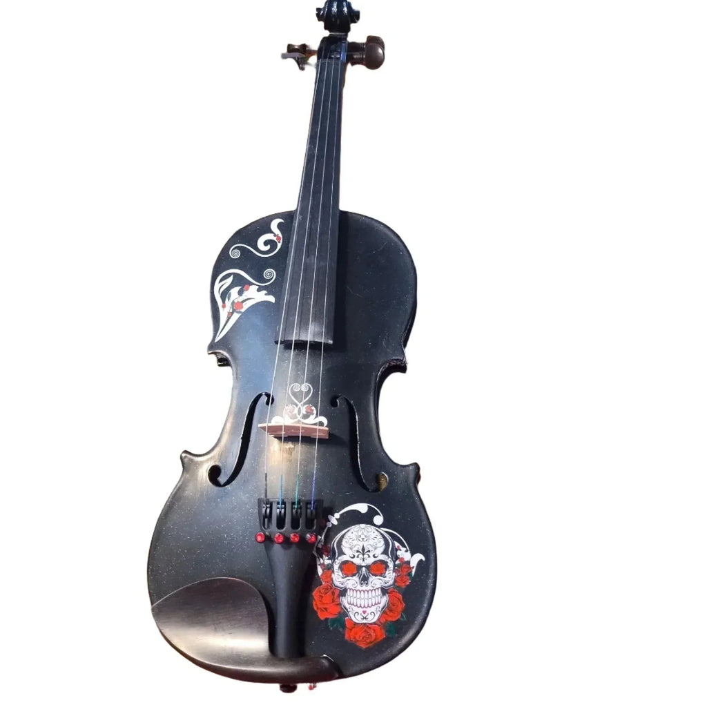 Cinco de Mayo Black Glitter Violin Outfit | Mariachi Sugar Skull Design