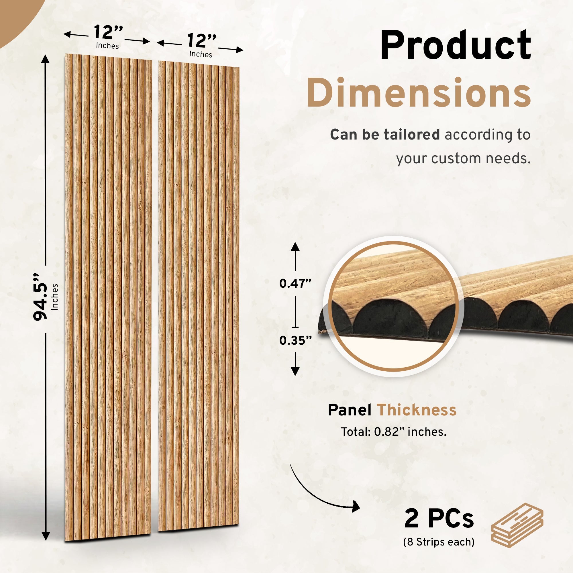 2-Pack Flexible Fluted Wall Panels – Natural