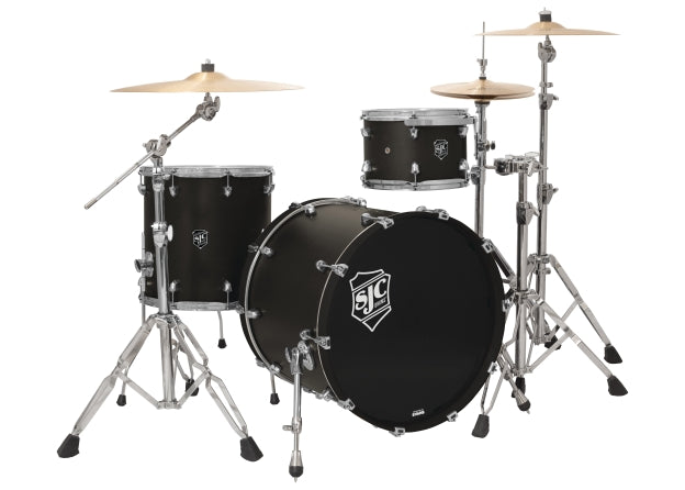 Satin Black Navigator 3-Piece Kit 8x12, 16x16, 18x22 SJC Drum Sets Percussion